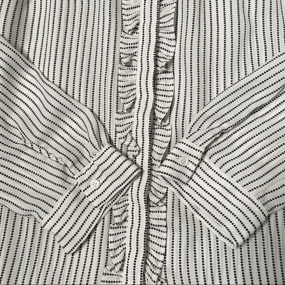 Talbots ruffle front button down blouse - Picture 4 of 7